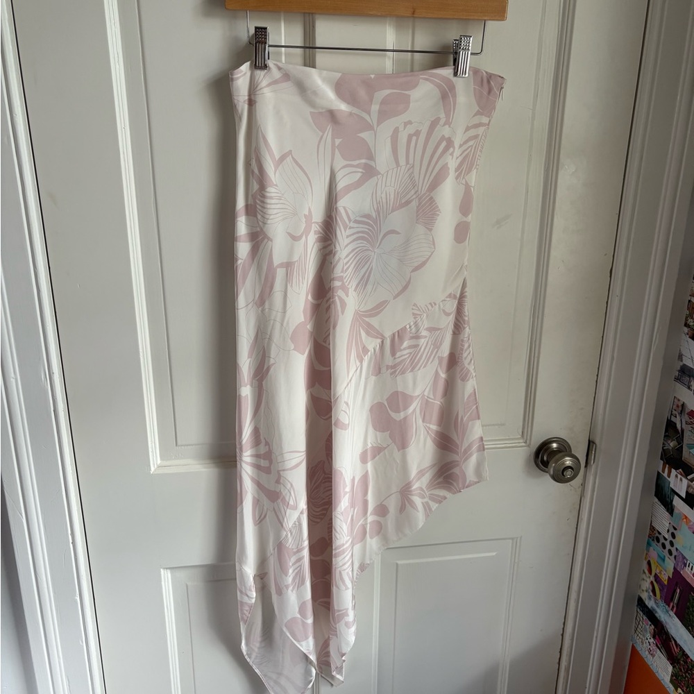 Floral Asymmetrical Skirt in Pink and White